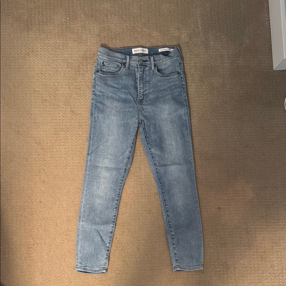 Denim Forum High-Rise Skinny Jeans - Light Blue Wash